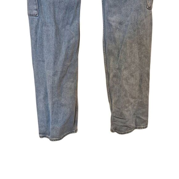 PacSun Women's Light Indigo Blue Wash Poly/Spandex Boyfriend Cut 90's Cargo High - Picture 9 of 12